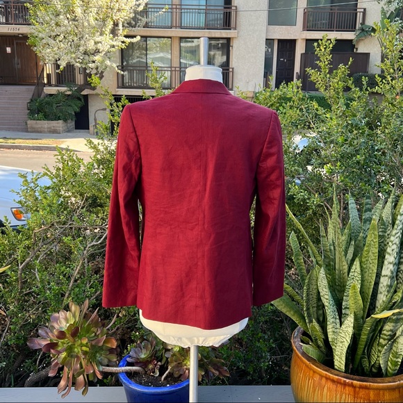 MORGANE LE FAY Designed By Liliana Casabal Linen/ Lycra Blazer Burnt Red Color - Picture 6 of 10